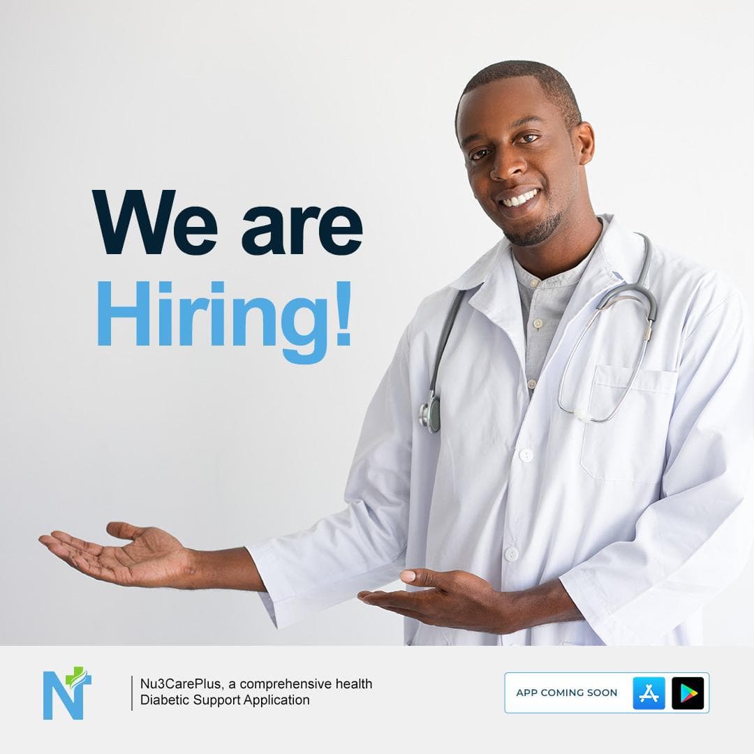 Join the Nu3careplus team in Lagos and be part of a company revolutionizing health support through our upcoming comprehensive Diabetic Support Application. We're hiring!
